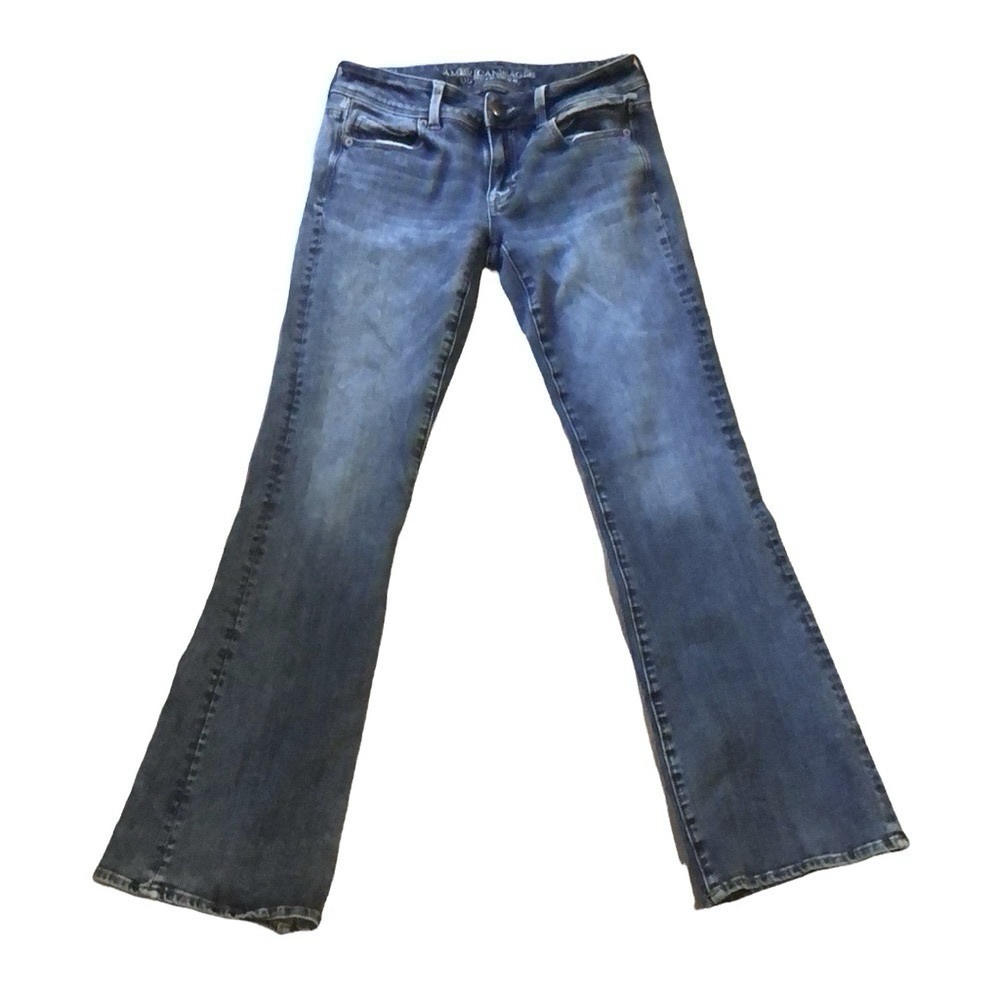 AMERICAN EAGLE 360 SUPER STRETCH KICK BOOT LOW RISE DENIM JEANS BLUE SIZE 4